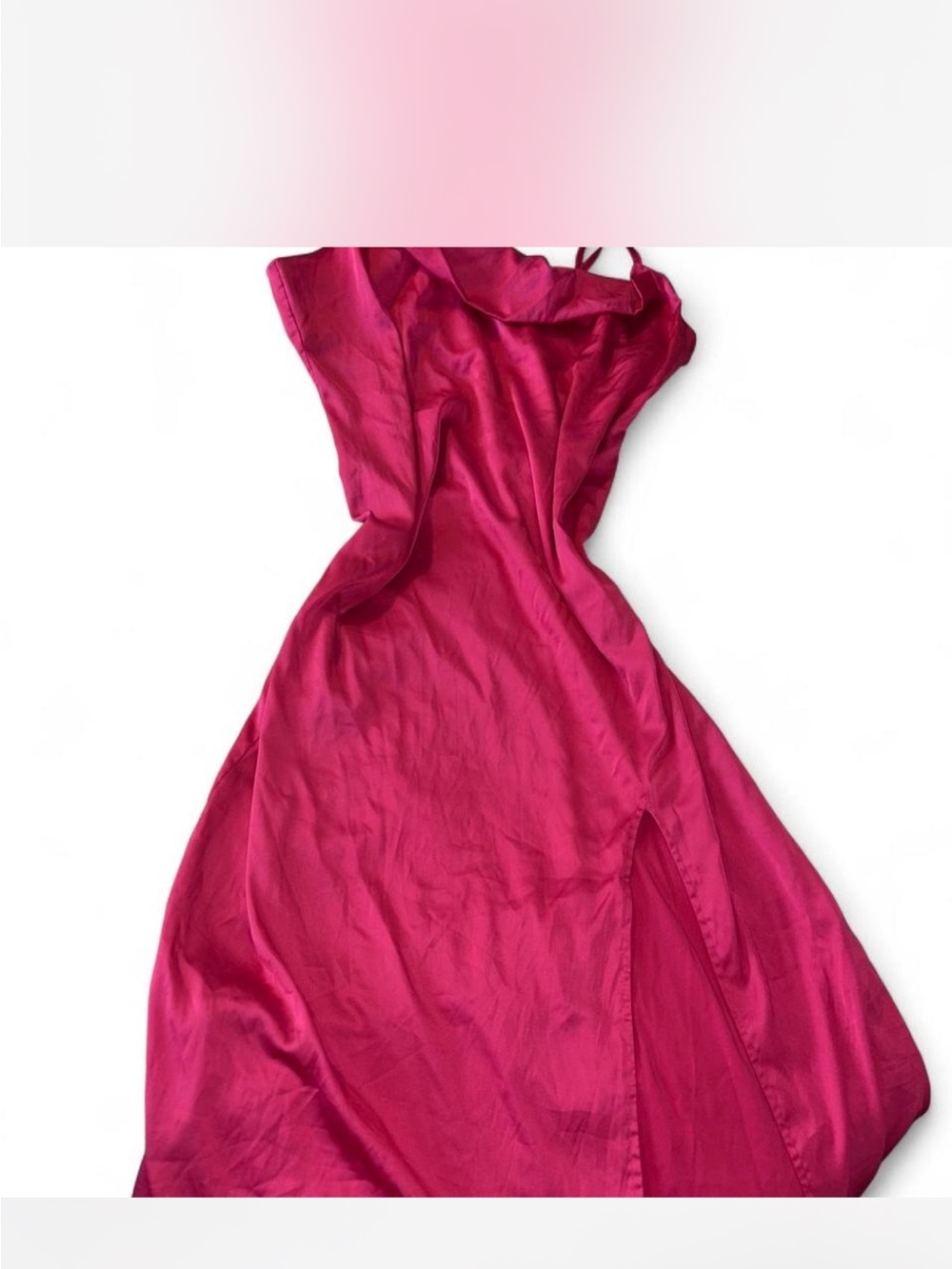 Forever 21 Fuchsia Satin Slip Maxi Dress with Side Slit